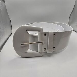 Vintage 60s Kandell & Marcus Thick White Lacquer Belt 40inchs Iength